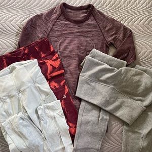 Lululemon: 3 pairs of pants and a long sleeve. Size 2 (XS)